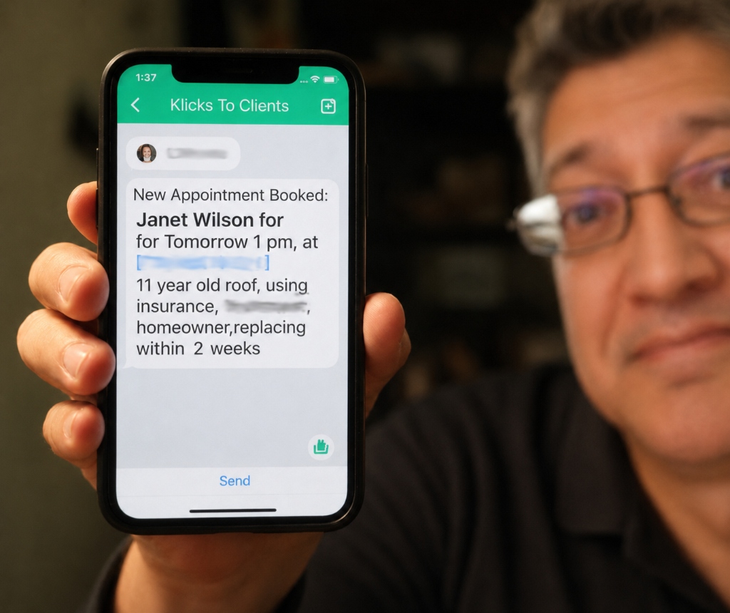Instant, Qualified Lead Notifications - Klicks To Clients Phone Lead Alert